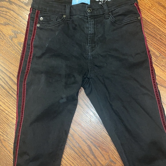 7 For All Man Kind Black Denim Jeans high waist ankle skinny - Picture 3 of 9